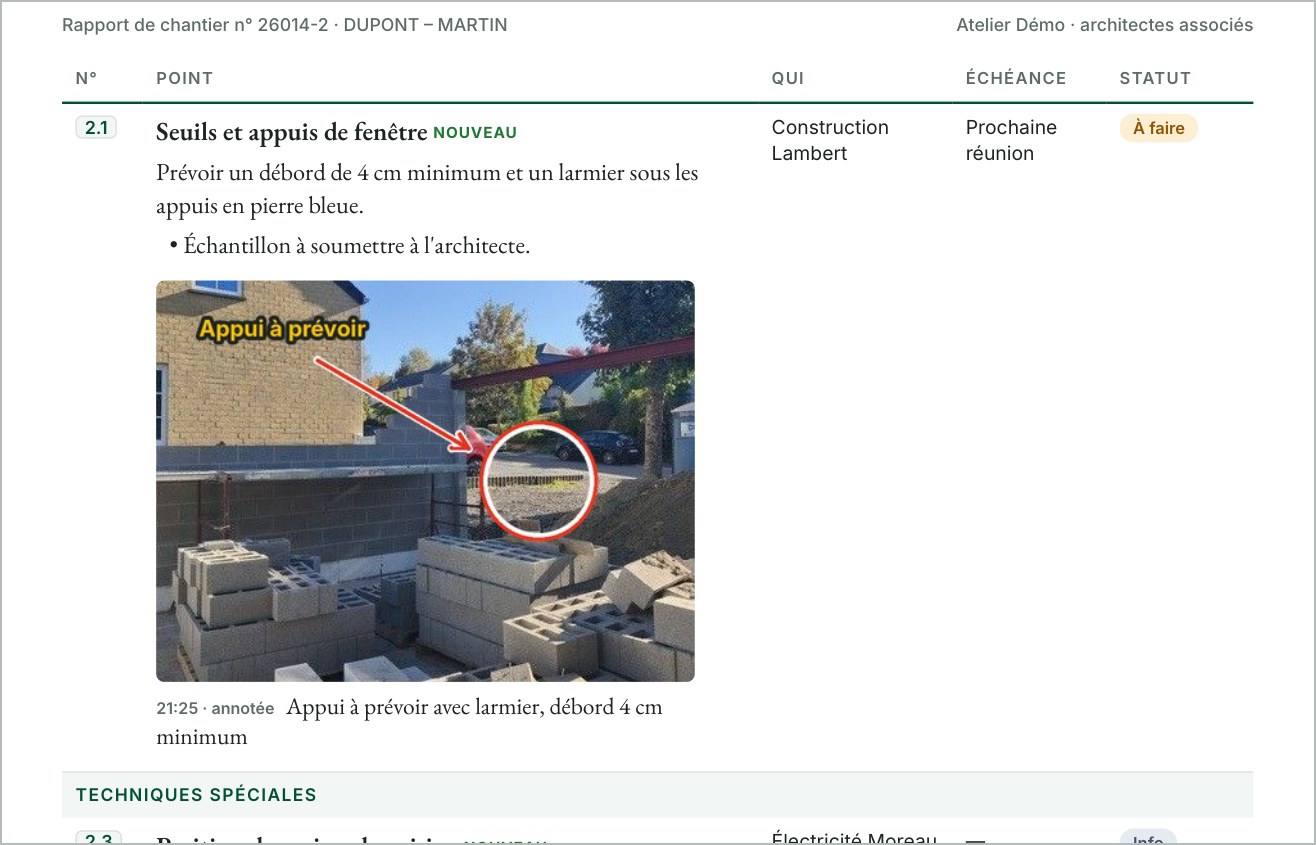 PDF — remarque avec photo annotée